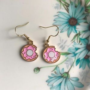 Pink sprinkle donut earrings